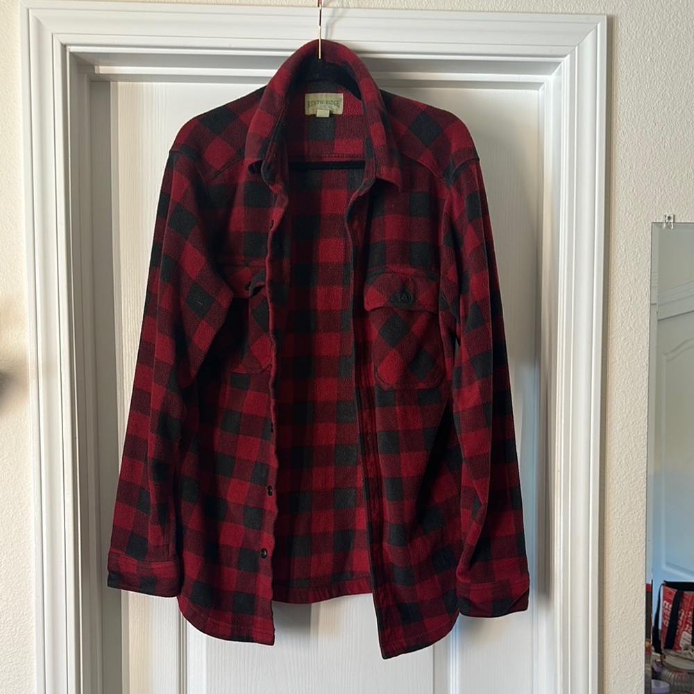 Red and Black Casual Button Down Shirt